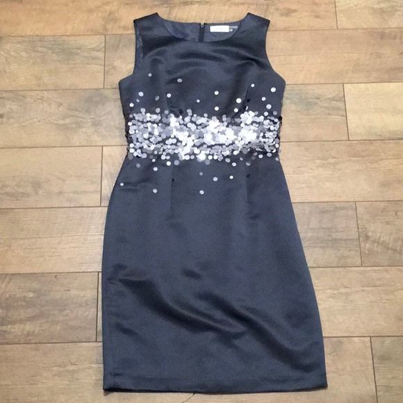 Calvin Klein Dresses & Skirts - Calvin Klein Midi Dress Blue Silver Sequin